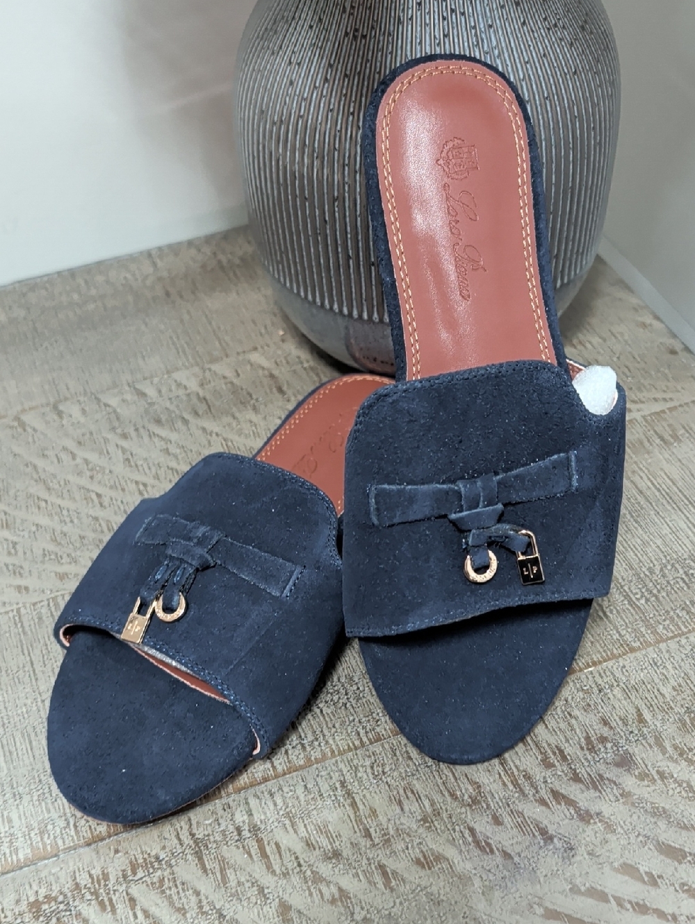 Suede Slide Mules with Bow